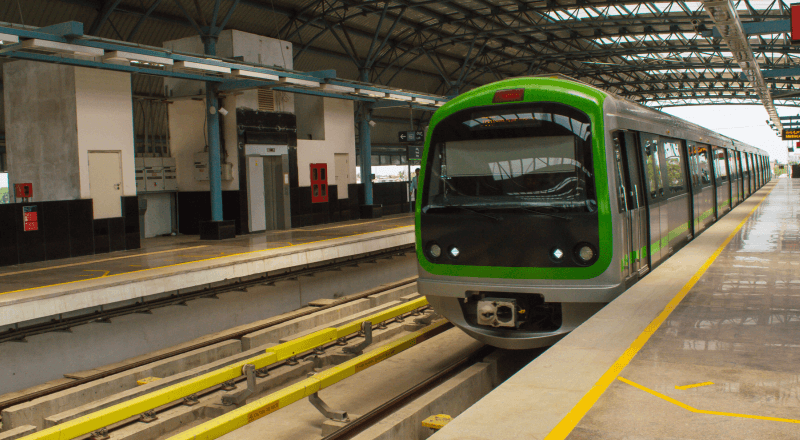 Green Line Metro map showing Madavara to Nelamangala extension